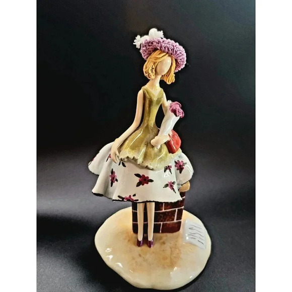 AppleTree Design Young Lady In Dress Porcelain  Figurine with crochet hat - Picture 5 of 12